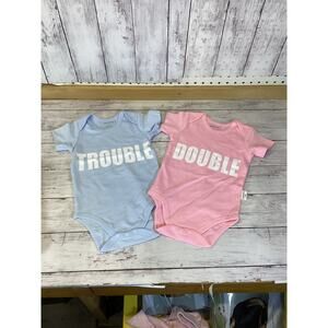 YSCULBUTOL 2 sets Double Trouble Baby Bodysuits Vests 4-6M